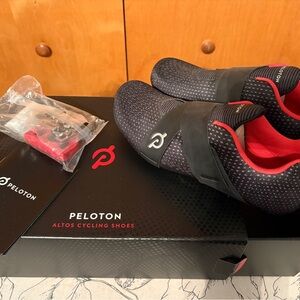 Peloton Altos Cycling Shoes in Black and Red